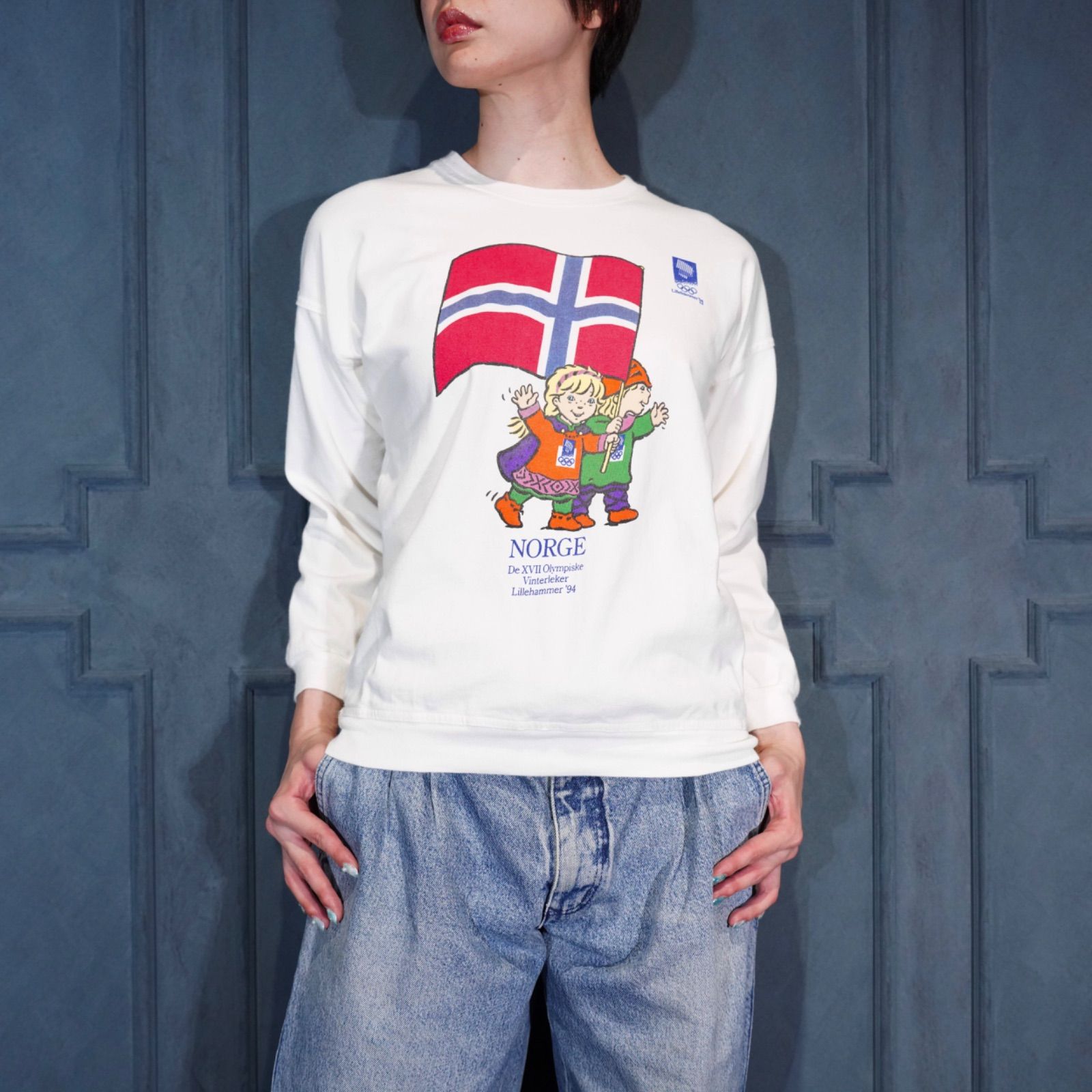 90 s USA VINTAGE OLYMPIC PRINT DESIGN SWEAT SHIRT|90年代アメリカ古着オリンピックプリントデザインスウェット ロンT
