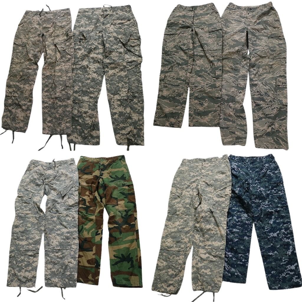 古着卸 まとめ売り 米軍実物 フィールドパンツ カモ柄MIX ミリタリー 8枚セット (メンズ S /M ) デジカモ NWU ウッドランド  MW0255
