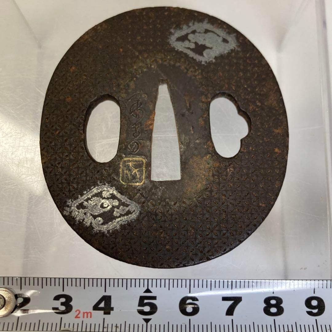 江戸時代 在銘 金銀象嵌 鍔 トヒチ 東さ6-0619 2F