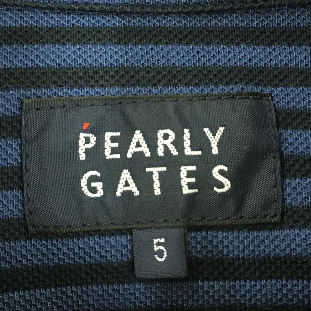 超美品】パーリーゲイツ 長袖ポロシャツ ネイビー ストライプ