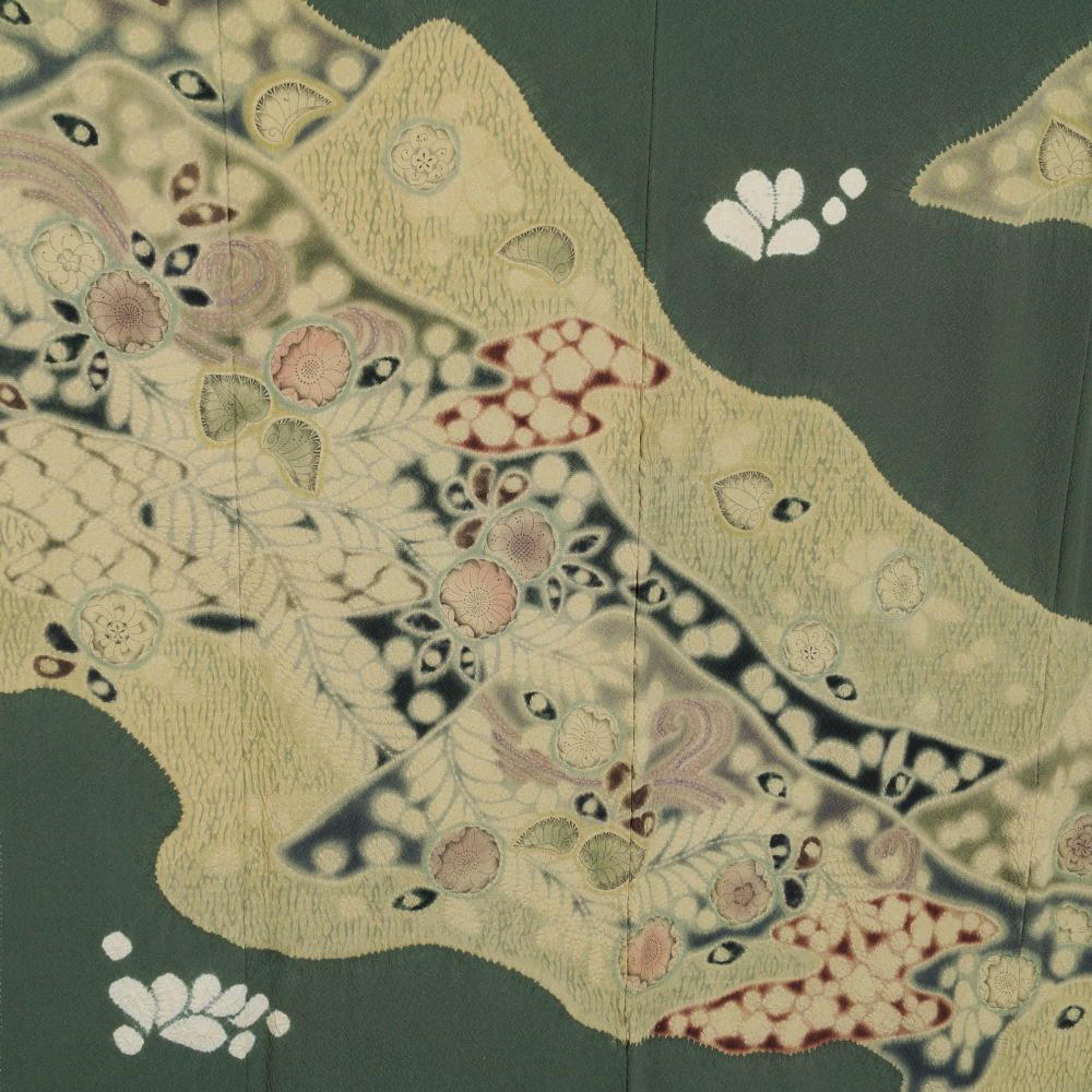 着物セット 訪問着・袋帯・帯締め 3点 セット 辻が花模様 佐賀錦 中古