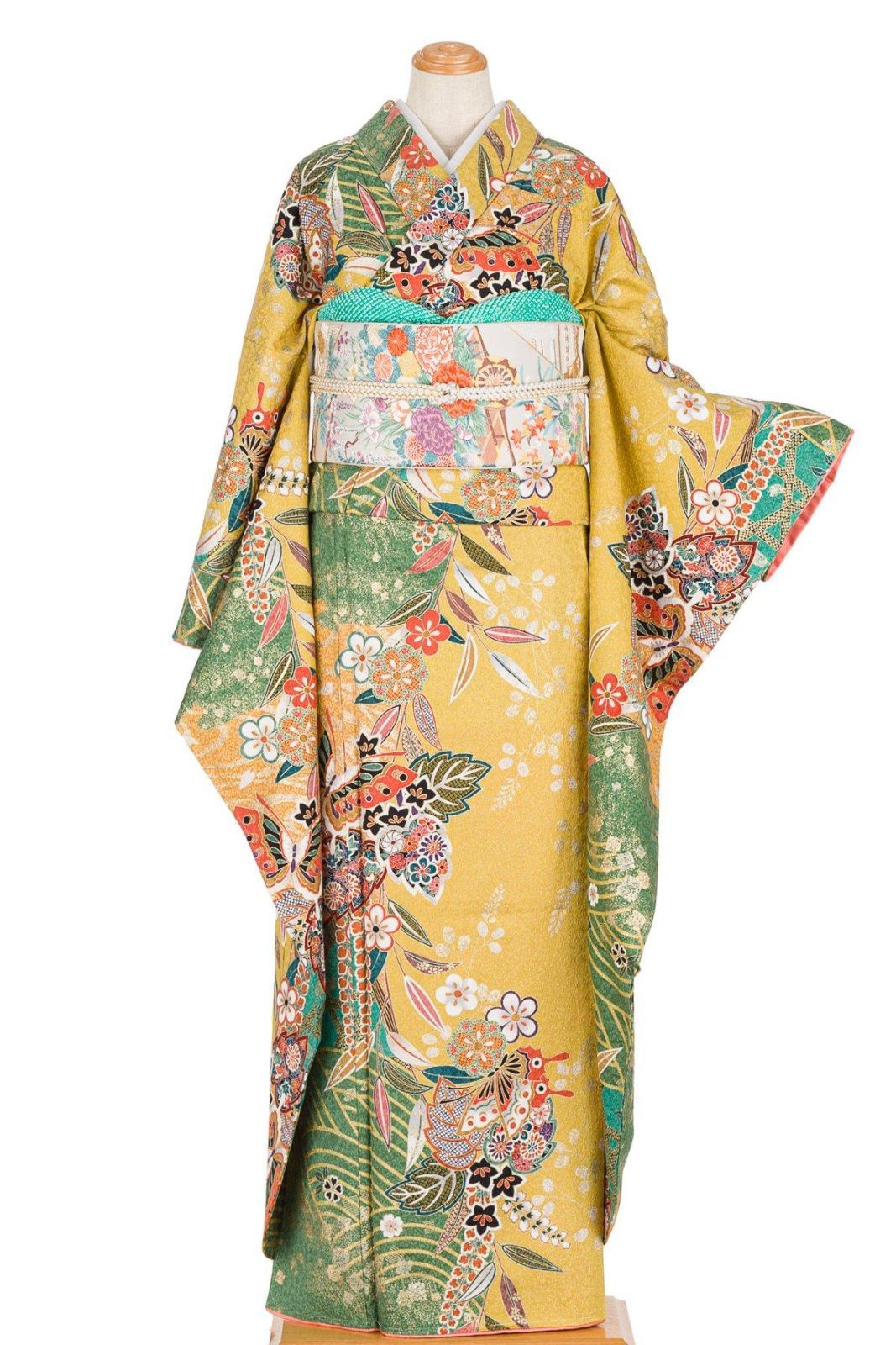 20457 振袖6点セット 松竹梅 扇子松 トール 金駒刺繍 宝尽くし 吉澤