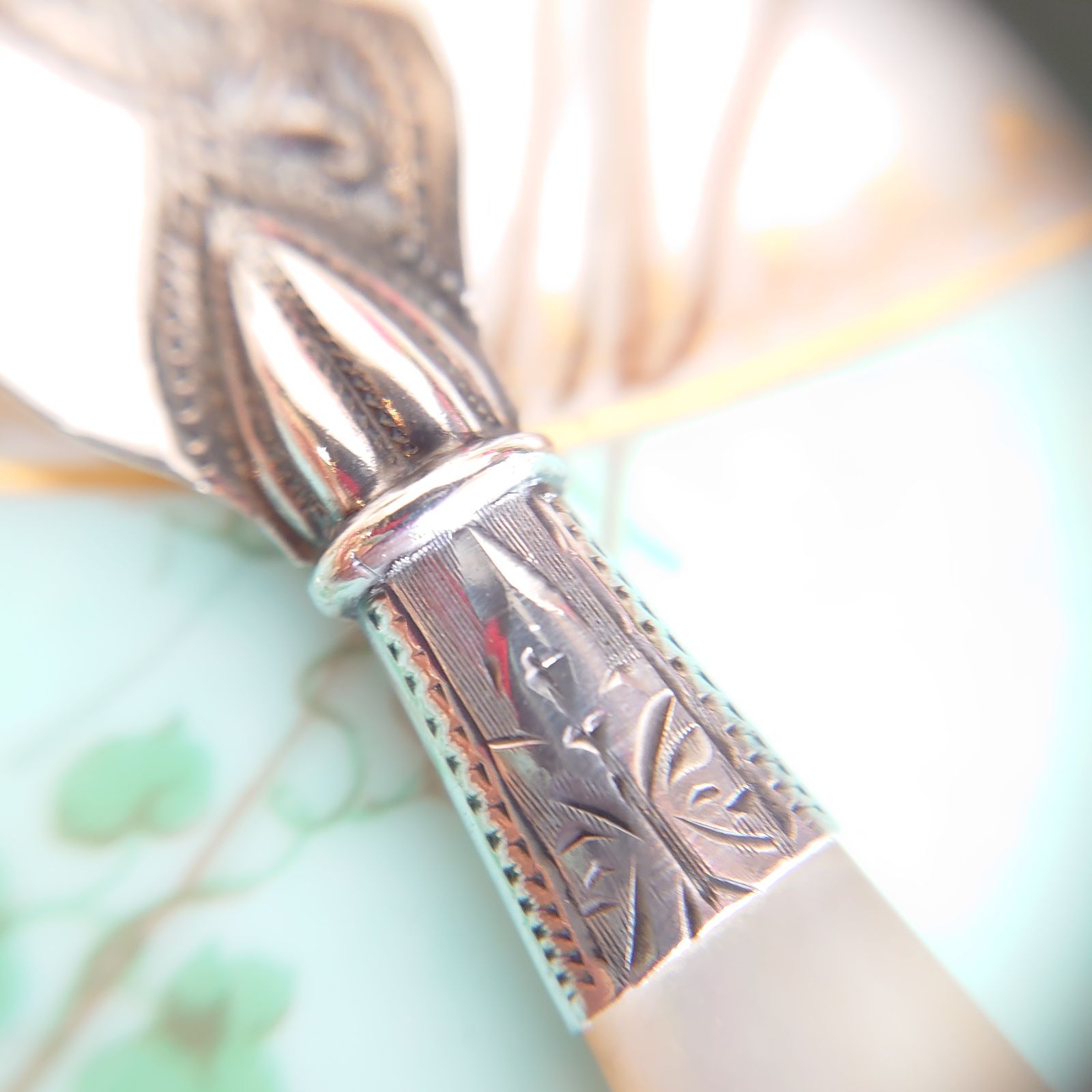 白蝶貝 純銀 アンティーク バターナイフ マザーオブパール - メルカリ