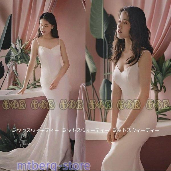 ウェディングドレス ロングドレス マーメイドライン キャミソール 結婚式 ウエディングドレス 二次会 花嫁 前撮り エレガント シンプル フLYX 登場