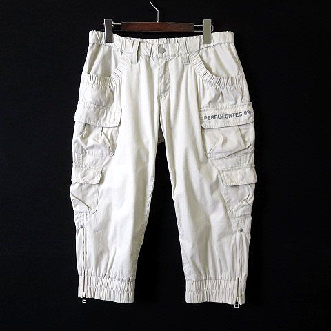 パーリーゲイツ PEARLY GATES パンツ クロップド カーゴパンツ ロゴ ストレッチ L 2 ライトグレー 国内正規品
