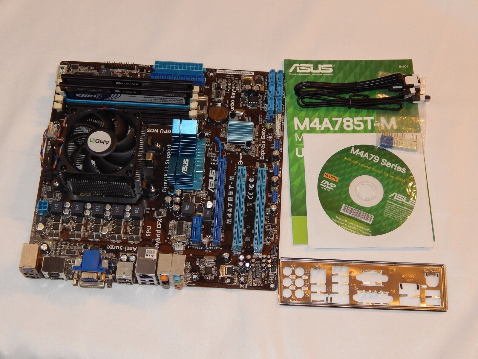 ASUS M4A785T-M ソケット AM3 マザーボード CPU RAM I|O SATA ケーブルおよび付属品付き 余分な