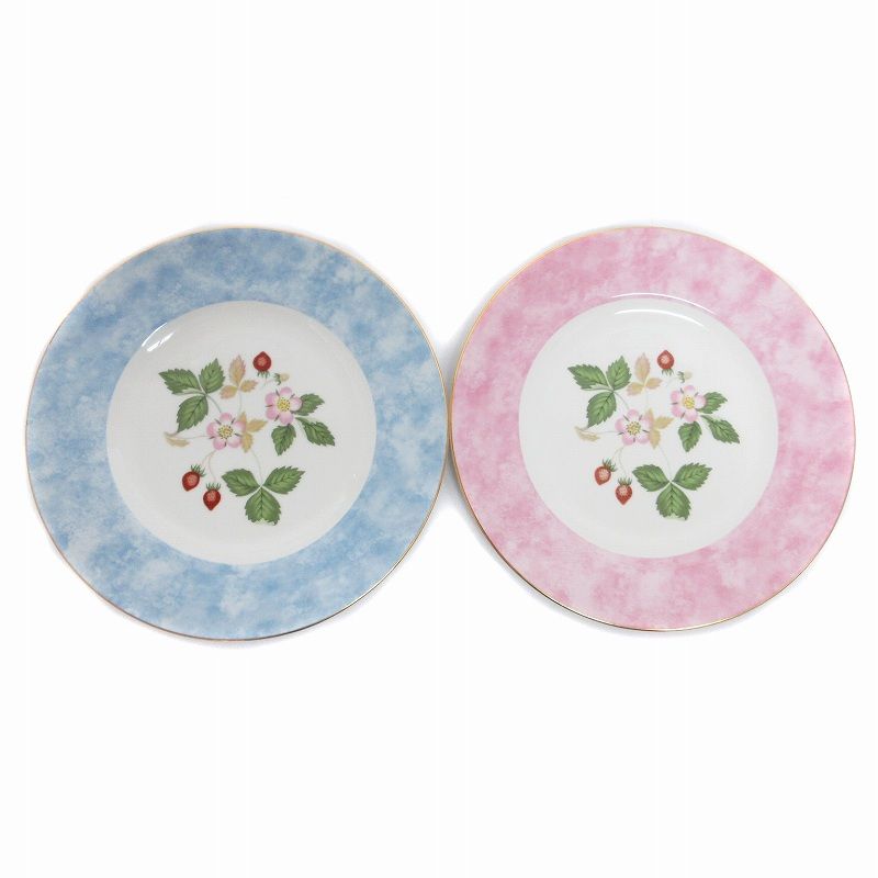 ウェッジウッド WEDGWOOD ワイルドストロベリー WILD STRAWBERRY 皿 プレート 2枚セット 青 ブルー ピンク 食器