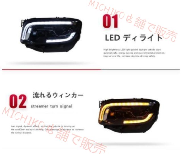 メルセデス ベンツ GLBクラス X247 2019年- LED ヘッドランプ ヘッドライト流れるシャルウィンカー サイド2P 外装カスタム
