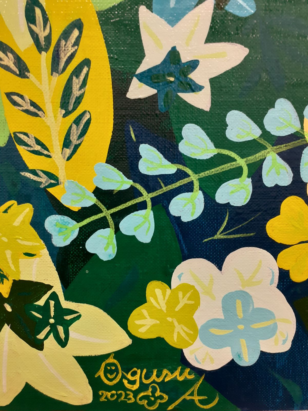 緑だらけの作品F20号キャンバスアクリルガッシュ画家小楠アキコ作品