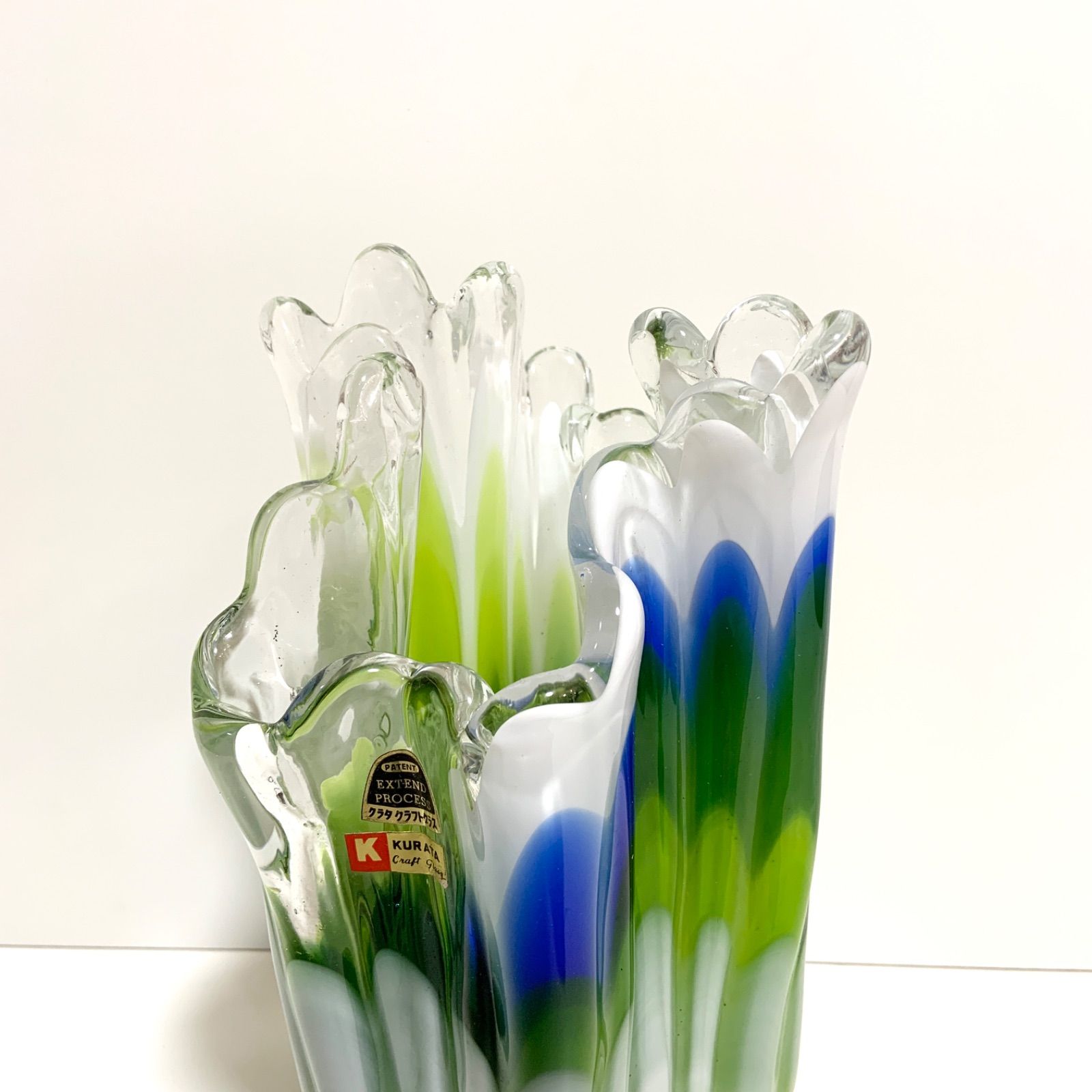 クラタ クラフト グラス 花瓶 やぼったい 花器 KURATA CRAFT GLASS