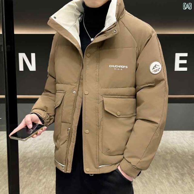 L 春 コーデ メンズ 服 シンプル ファッション オシャレ 大人 かっこいい 大きいサイズ ストリート 紳士服 ダウン ジャケット 薄型 スタンドカラー 冬