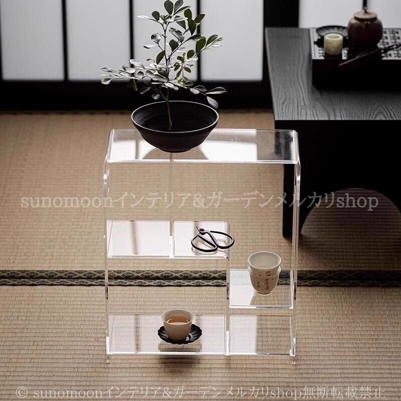 スクエア オープン シェルフ モダン 多用途 クリア おしゃれ かわいい インテリア 北欧 ディスプレイ ラック シンプル 飾り棚 ラグジュアリー