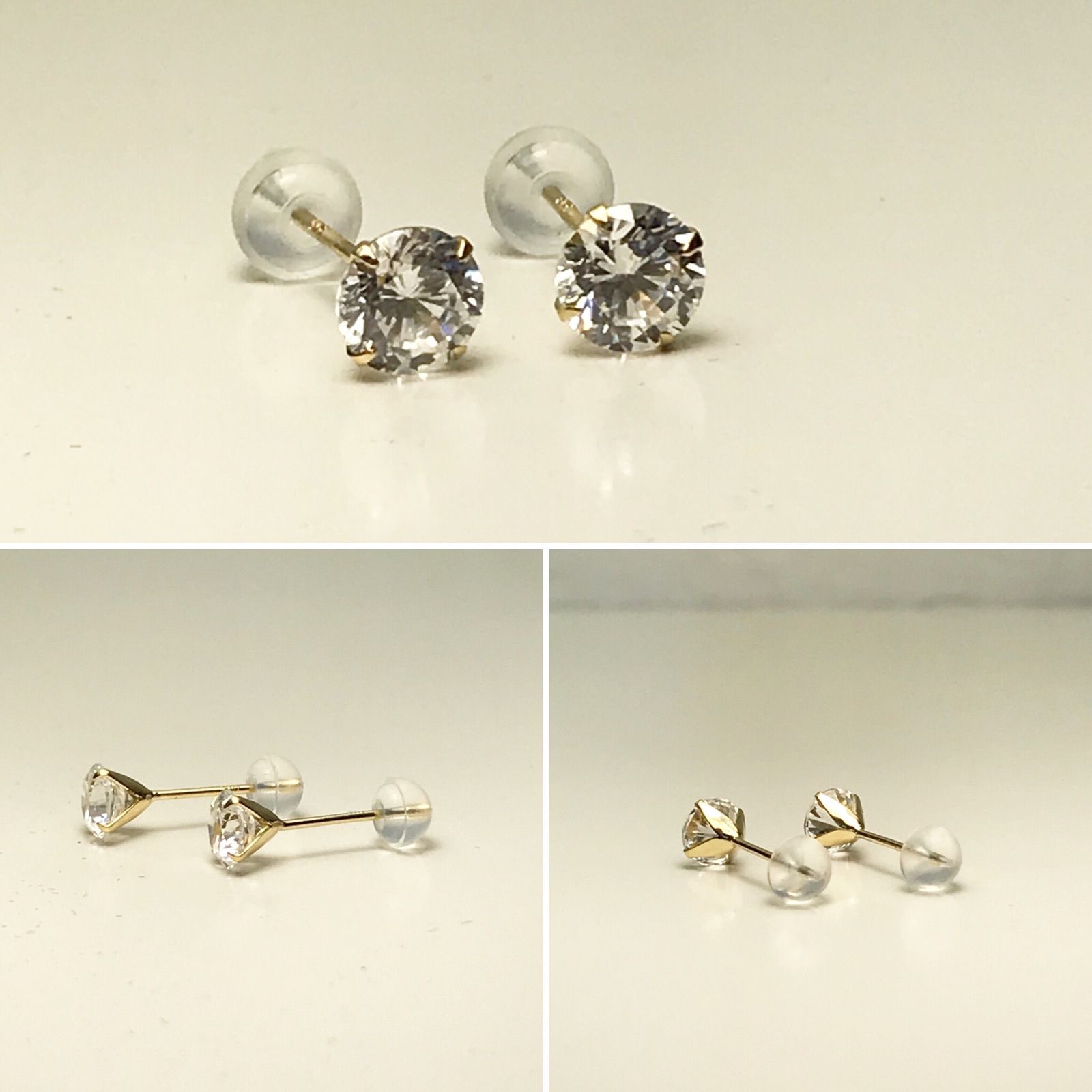 ピアス k18 18k 18金 5mm CZ シンプル スタッドピアス 1ペア