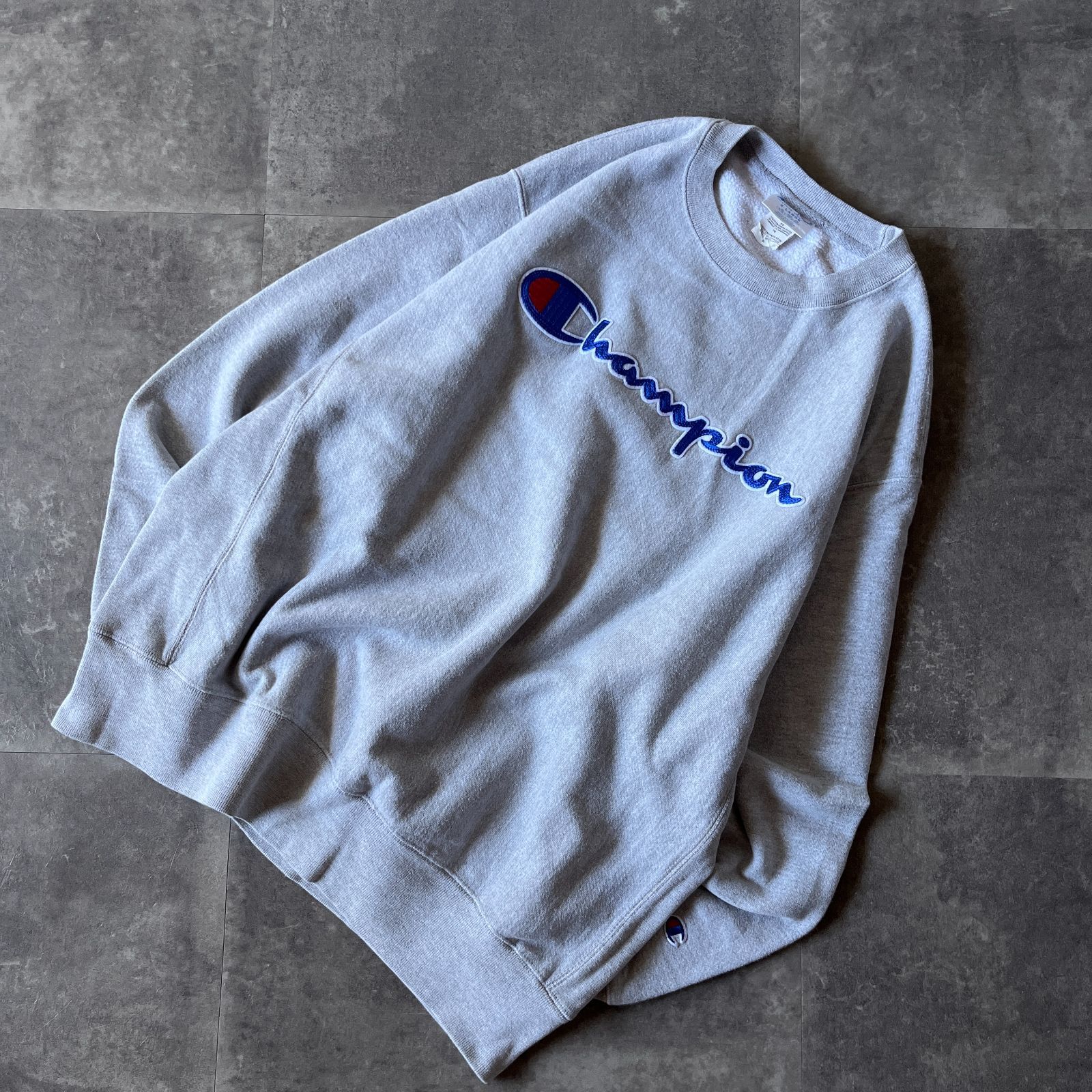 00s Champion REVERSE WEAVE ビッグロゴスウェット グレー 2XL相当 A437 トレーナー 刺繍ロゴ