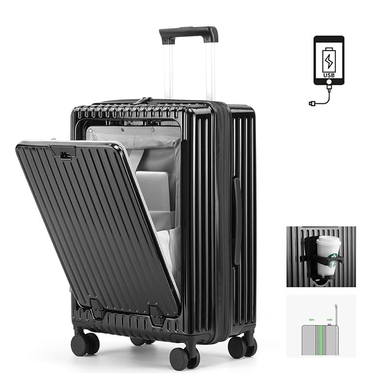 DIKA] キャリーケース スーツケース フロントオープン 拡張機能