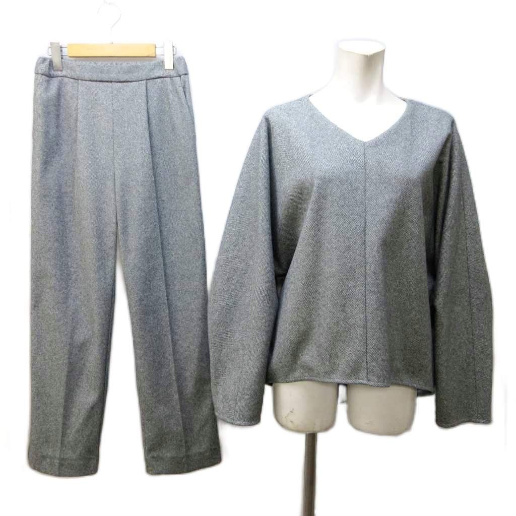 【美品】three dots スリードッツ セットアップ スリードッツ three dots セットアップ ウーリージャージー コクーン