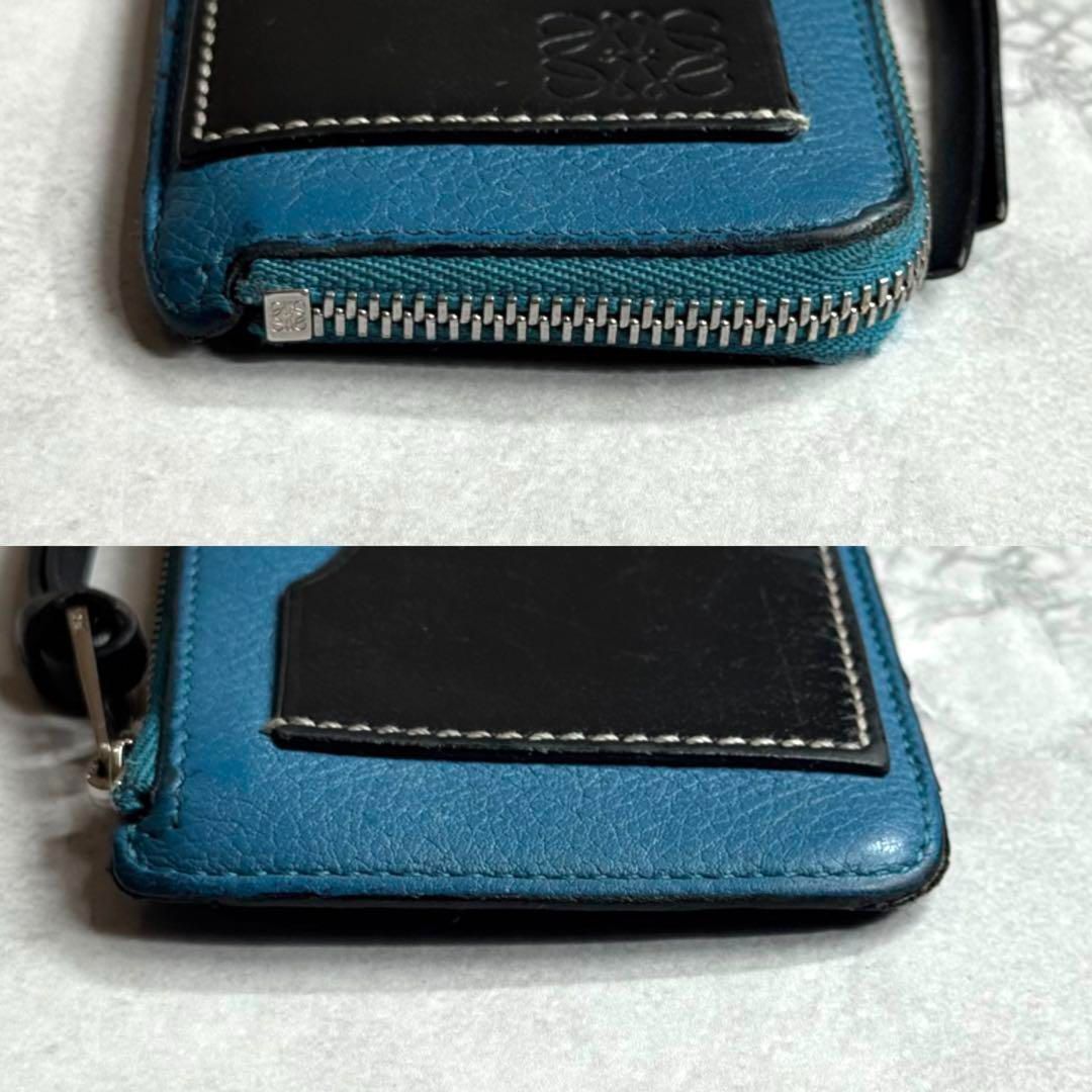 美品 希少 ロエベ コイン カードホルダー フラグメントケース 青 LOEWE ロエベ / ソフトグレインカーフコインカードホルダー