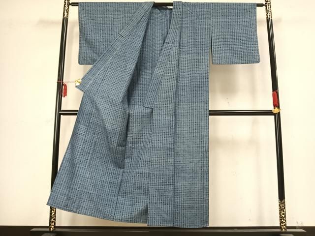 平和屋着物▽上質な紬　単衣　格子　正絹　逸品　AABB2333fy 平和屋着物▽上質な紬 単衣 格子 正絹 逸品 AABB2333fy