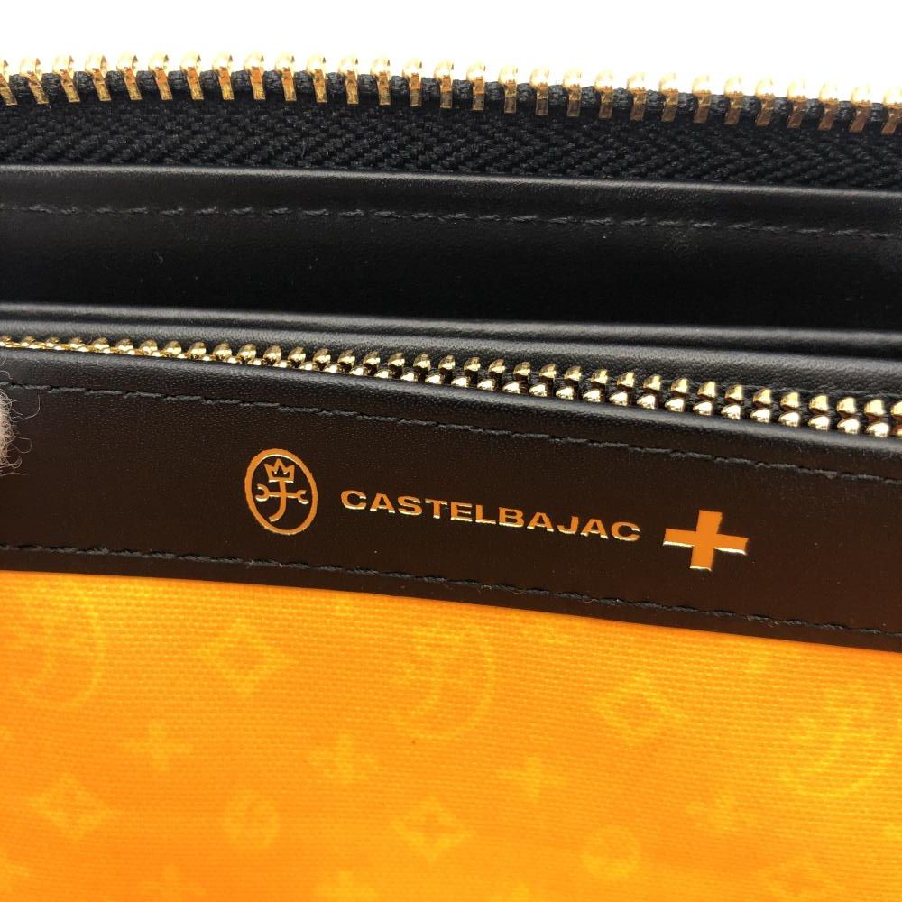 中古】CASTELBAJAC ラウンドファスナー長財布 ブラック ピンク
