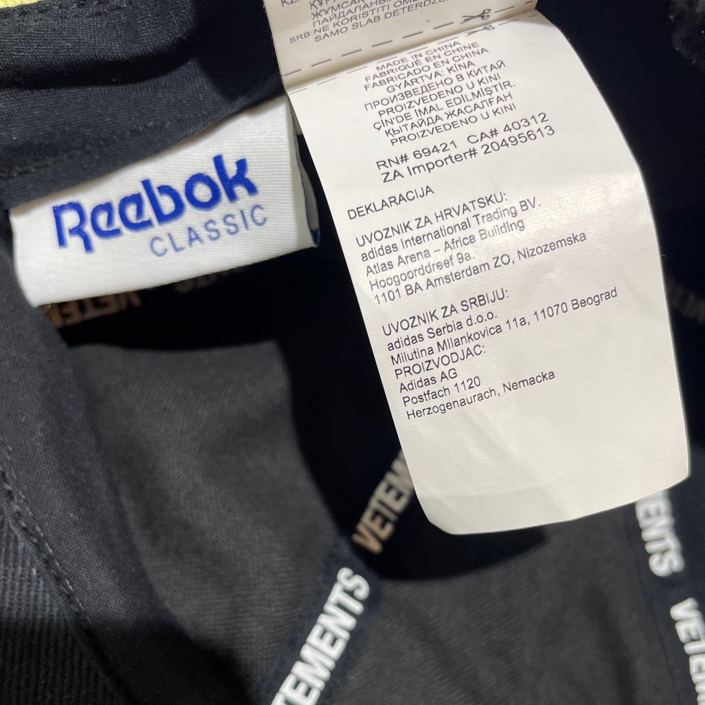 VETEMENTS × Reebok 再構築キャップ 帽子 ヴェトモン リーボック