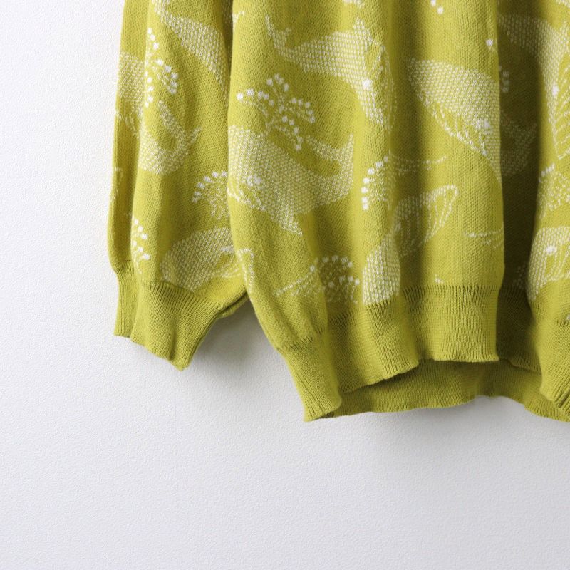 MarbleSUD くじらニット プルオーバー ジャカード織り 綿麻ニット くじら柄ユニーク