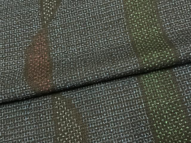 平和屋着物▽本場結城紬 重要無形文化財 単衣 80亀甲 縞 正絹 逸品