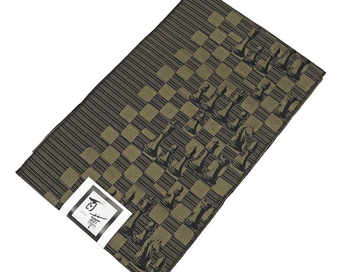 名古屋帯 新品 仕立済み ポリエステル 百華 チェス模様 八寸名古屋帯 日本製 pf003 名古屋帯 新品 仕立て上がり ポリエステル 百華 チェス模様 八寸名古屋