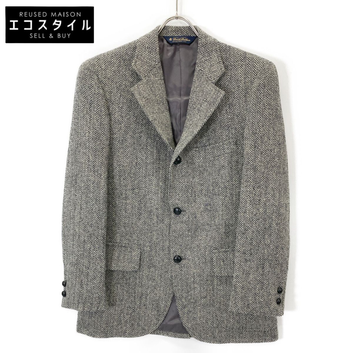 Brooks Brothers ブルックスブラザーズ 19-18-9051 グレー 1818 ハリスツイード くるみボタン テーラードジャケット 36