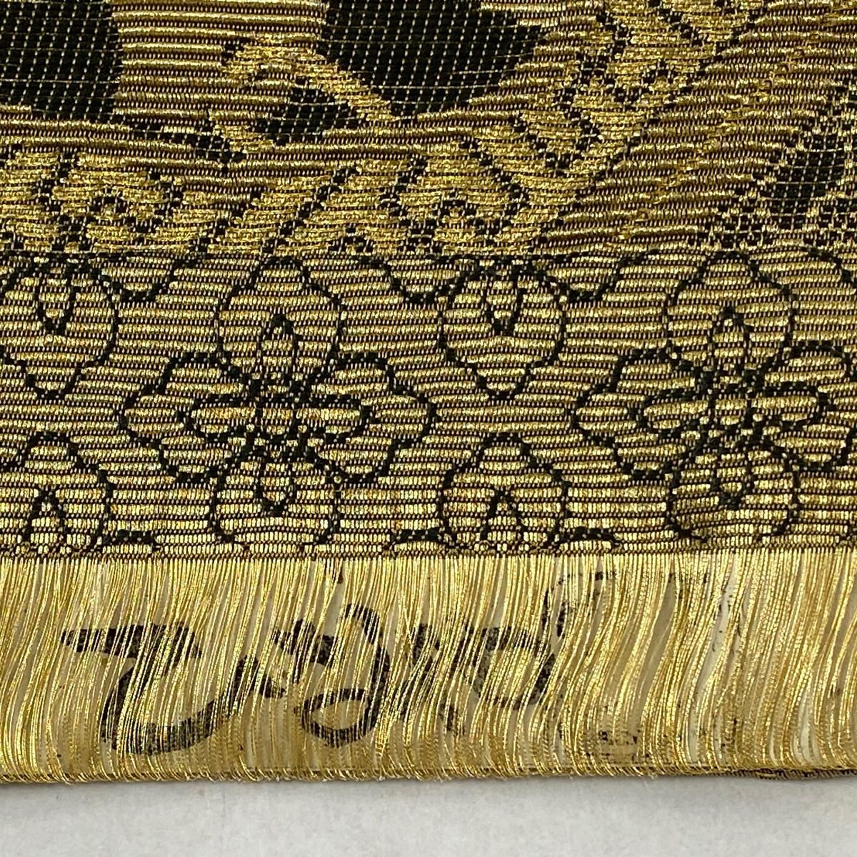 袋帯 美品 逸品 引箔本金紹巴 菱重ね鏡文 金糸 金色 お太鼓柄
