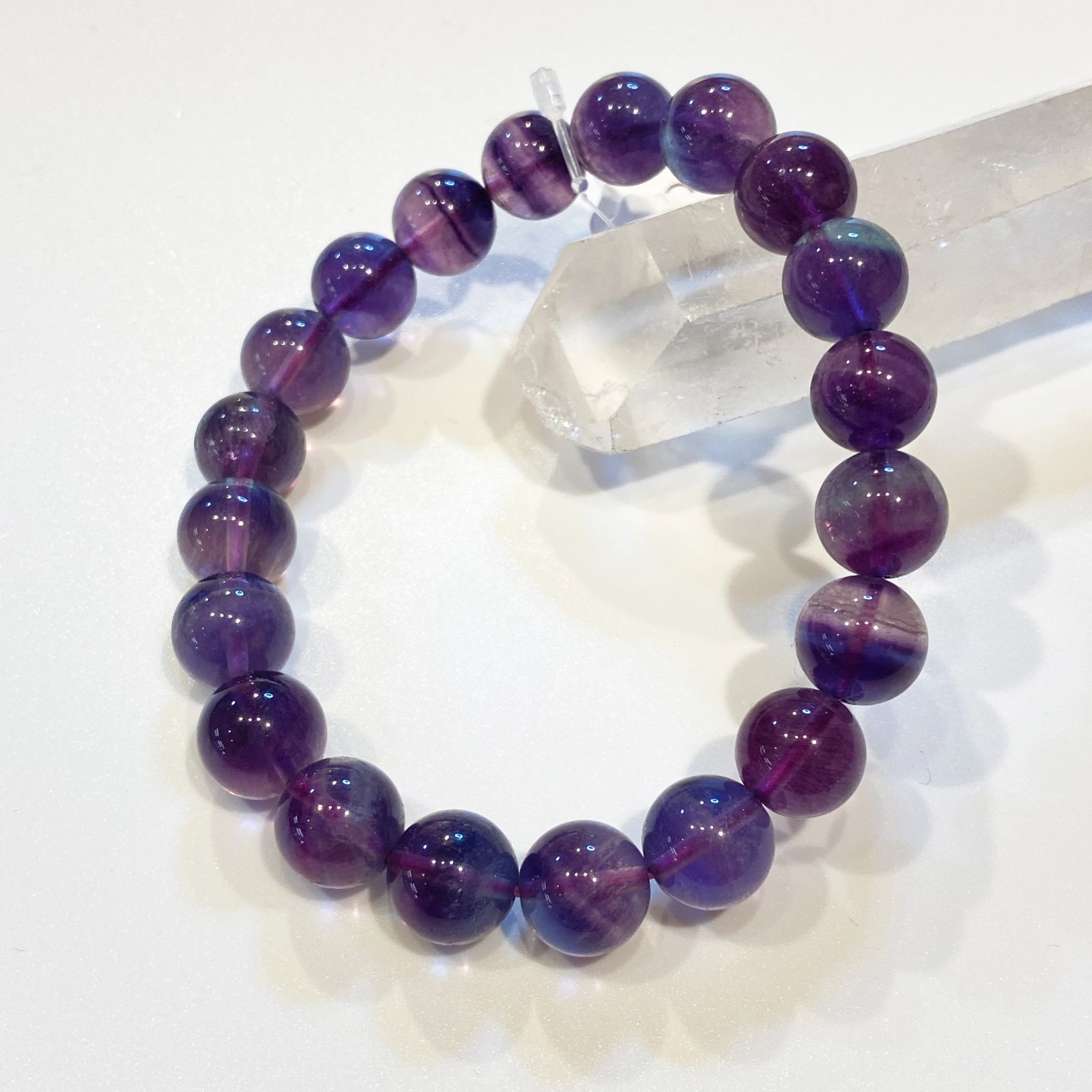【BT283】10mm・パープルフローライト・ブレスレット