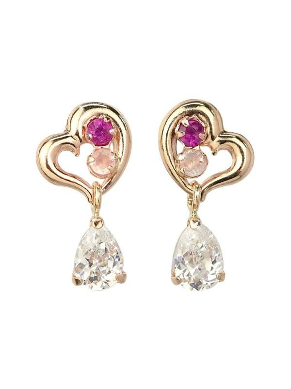 四葉のクローバー 14金 ダイヤモンド ハート ピアス 14k K14 ホワイトゴールド ダイヤモンドピアス 4月 誕生石 レディース 女性 : [四葉のクローバー] 14金 ダイヤモンド ハート ピアス