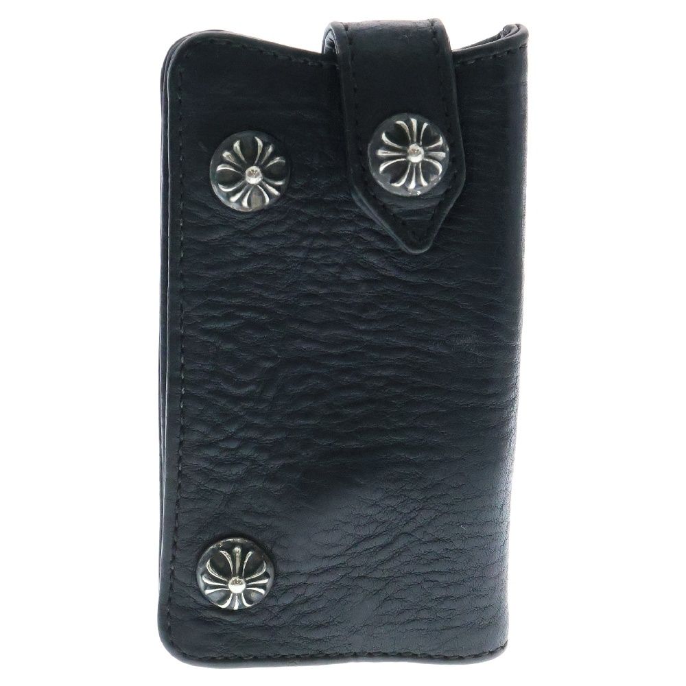 CHROME HEARTS クロムハーツ KEY CASE キーケース クロスボタンレザーキーケース ブラック|シルバー