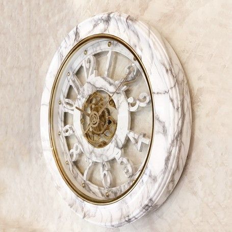 大理石風 掛け時計無音連続秒針付ビクトリアンパレス ゼブラ ウォール