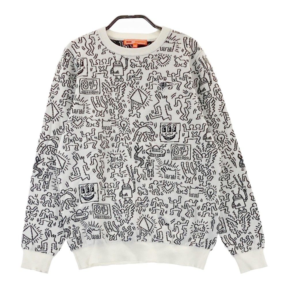サイズ：M BEAMS GOLF ビームスゴルフ ×Keith Haring ウール混 ニットセーター 総柄 ホワイト系 [240101391542] ゴルフウェア レディース ストスト