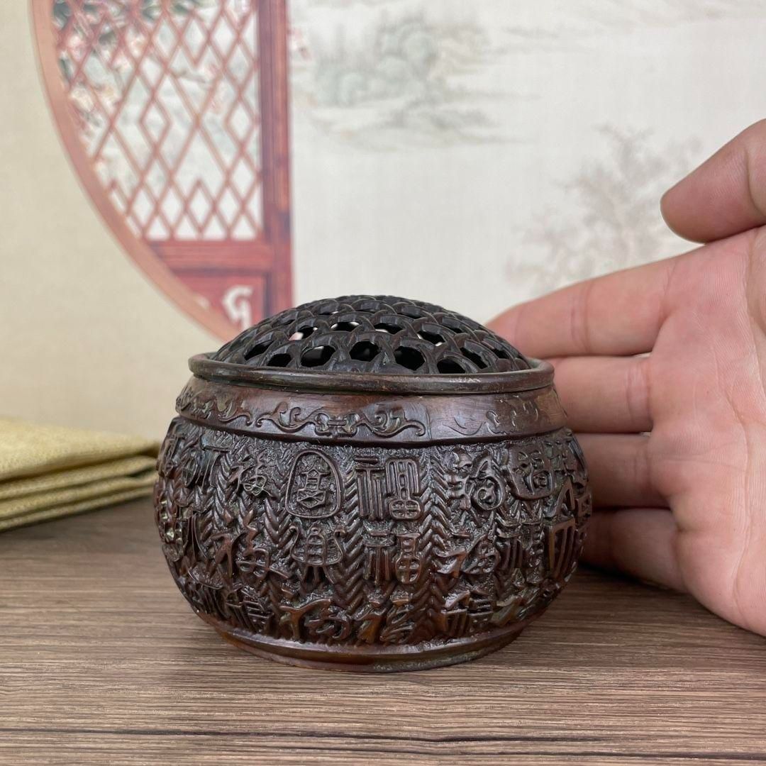 銅細工 百福網蓋香炉 香道具 装飾品 工芸品 美術品 置物 銅細工 百福網蓋香炉 香道具 装飾品 工芸品 美術品 置物