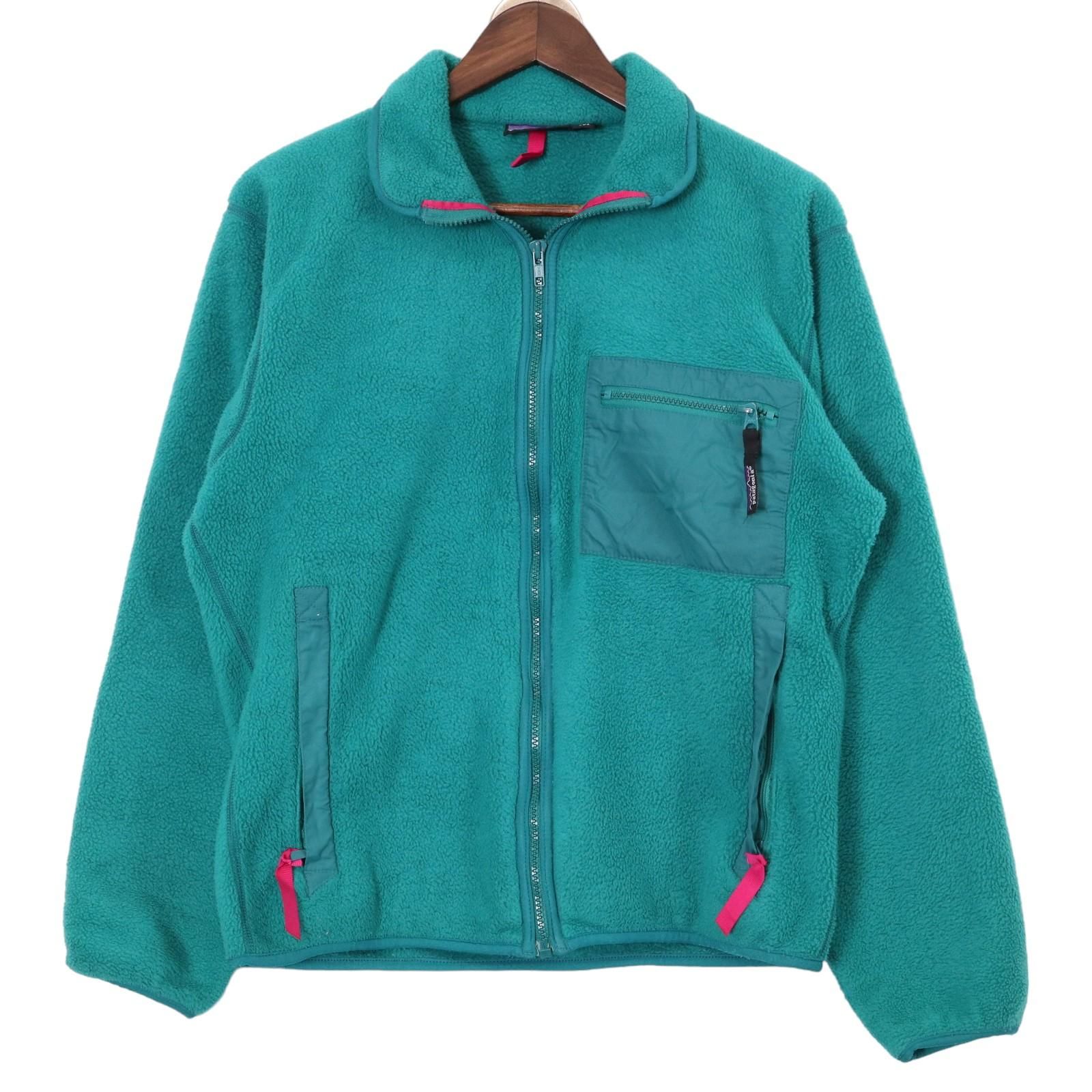 80年代 USA製 patagonia パタゴニア フルジップフリースジャケット ヴィンテージ エメラルドグリーン(メンズ S) 中古 古着 A0149