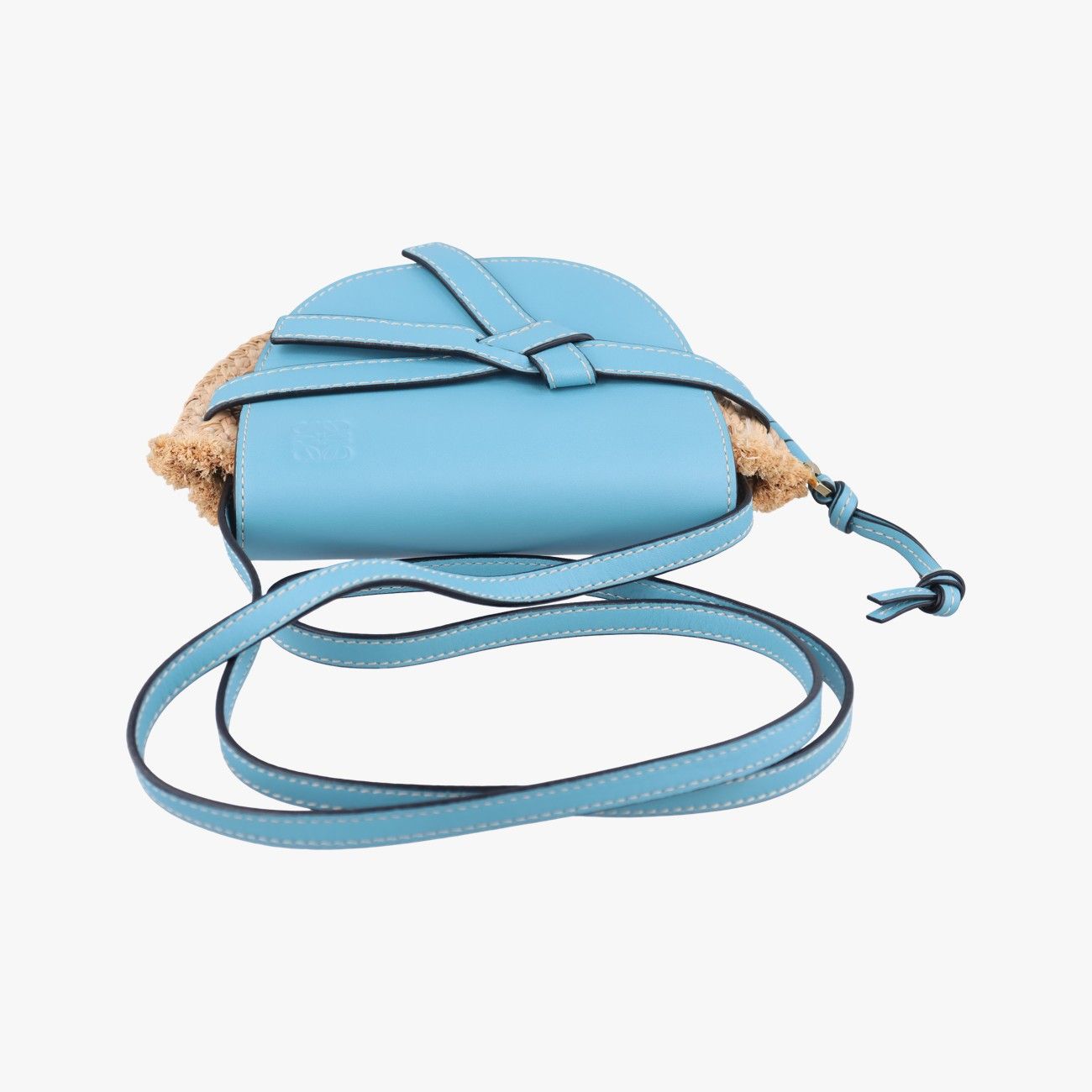 ロエベLoeweゲートブルーレザー×ストロー061906