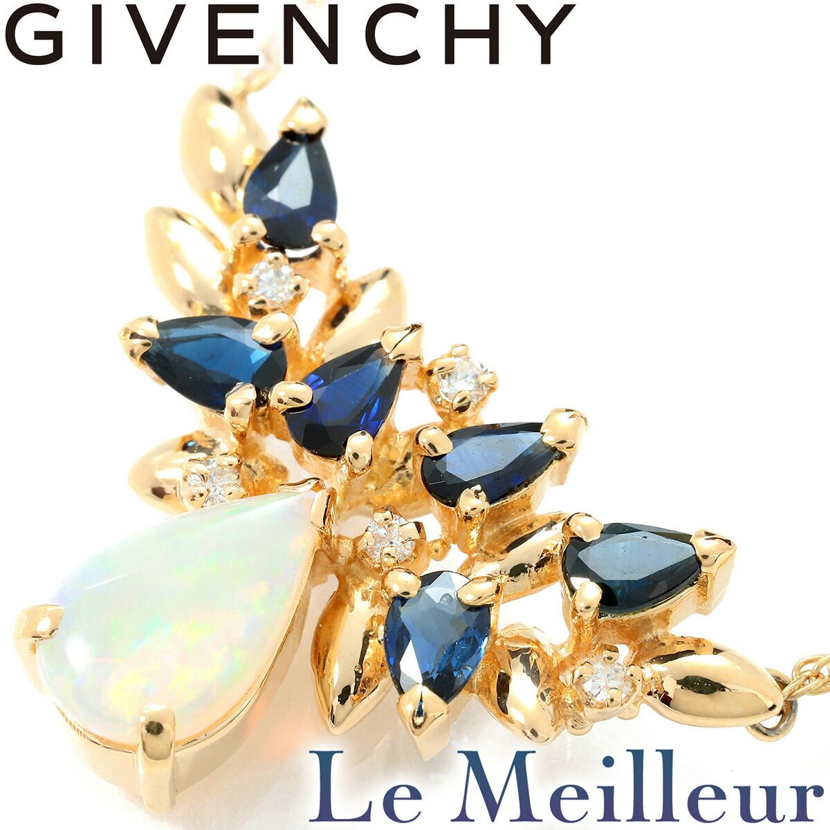 ジバンシィ ネックレス オパール サファイア K18 GIVENCHY 中古 