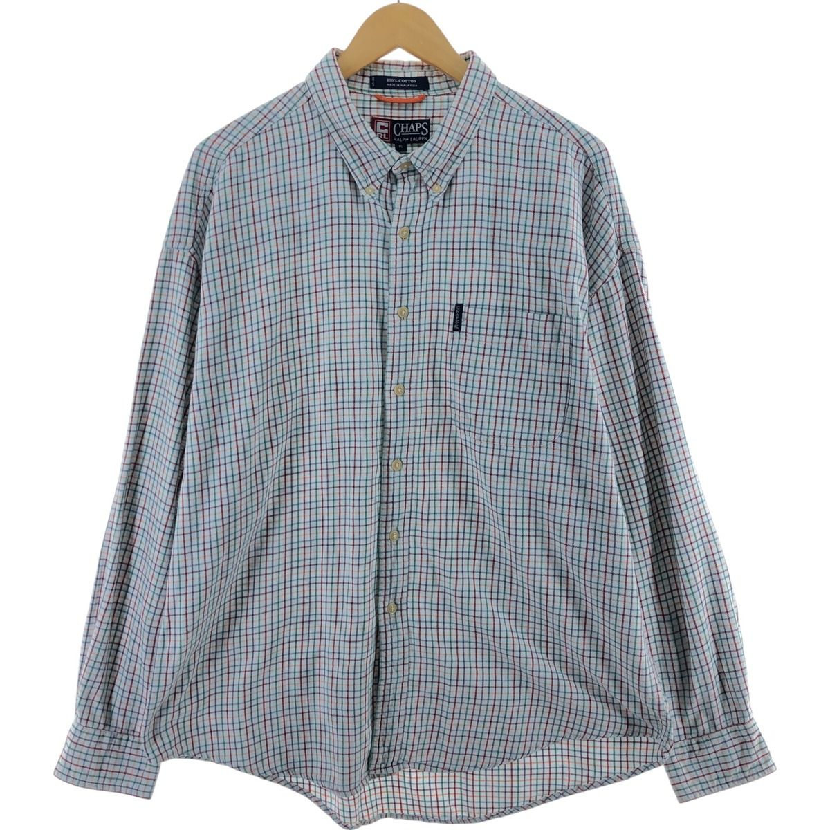 古着 90年代 ラルフローレン Ralph Lauren CHAPS チャップス 長袖 ボタンダウンチェックシャツ メンズXL相当 ヴィンテージ/eaa505734