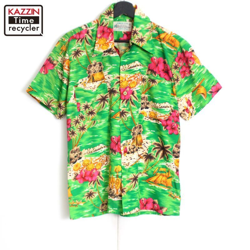 その他ブランド / 70s～/K mart/USA製/アロハシャツ/S/ポリエステル/コットン 70s vintage Kmart ハイビスカス柄 アロハシャツ メンズ 表記Sサイズ