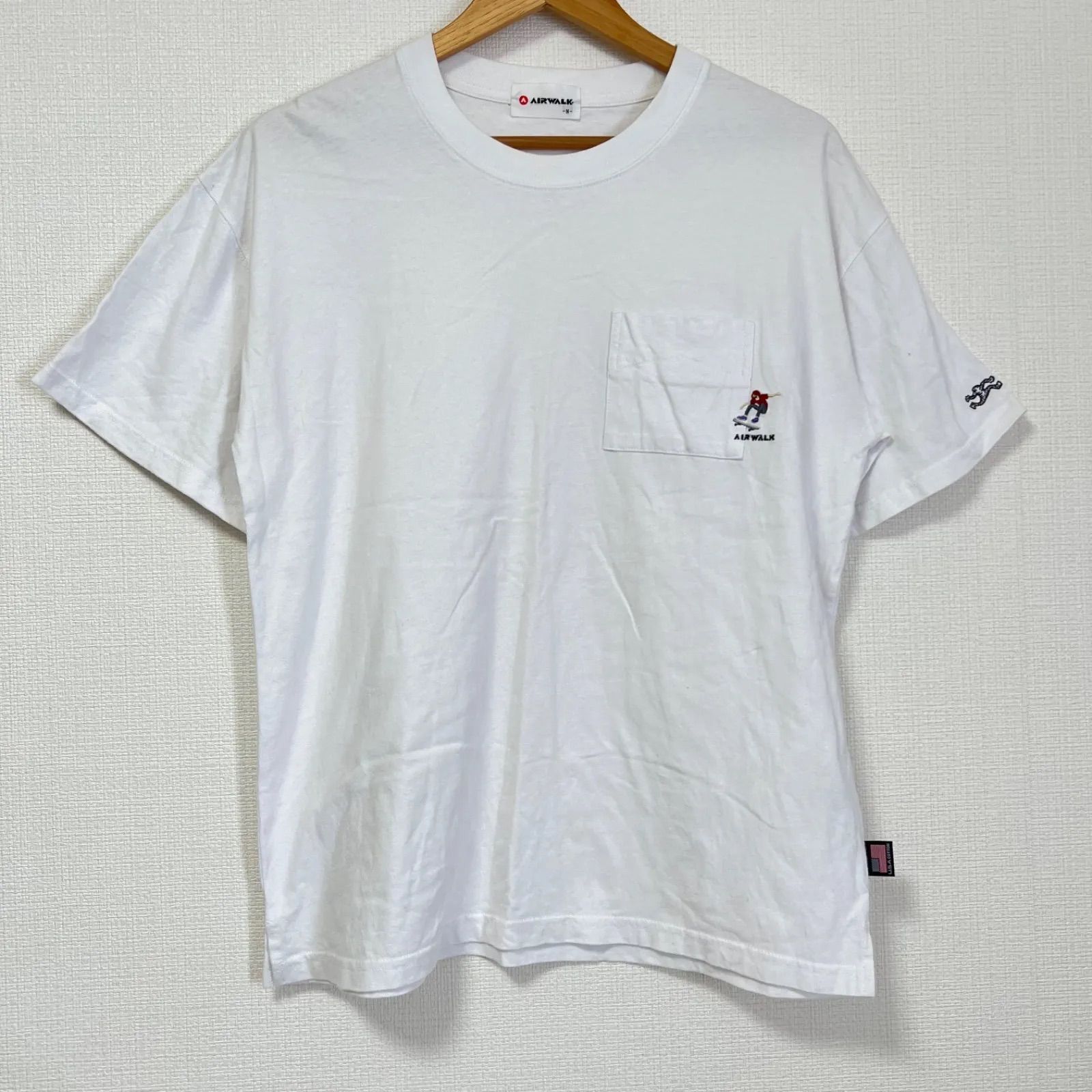 w^)b AIR WALK エアウォーク コットンTシャツ 白T 半袖 胸ポケット