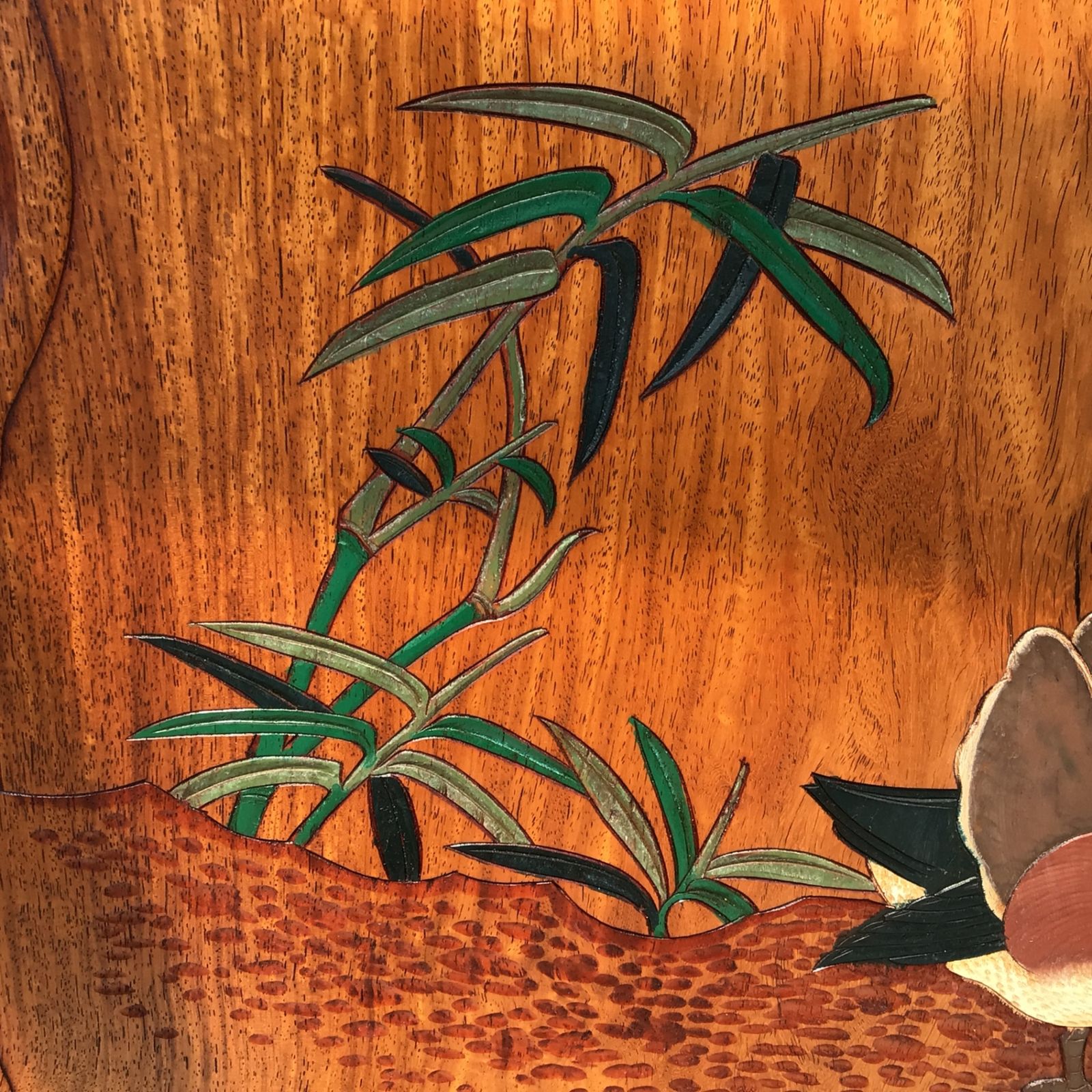 高級家具　大型彫刻天然木　一枚板　衝立 4120 【希少】高堂 讃岐彫 木製大型衝立 鴛鴦（オシドリ） 一枚