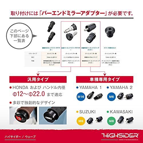 レッド デイトナDaytona HIGHSIDERハイサイダー バイク用 バーエンド