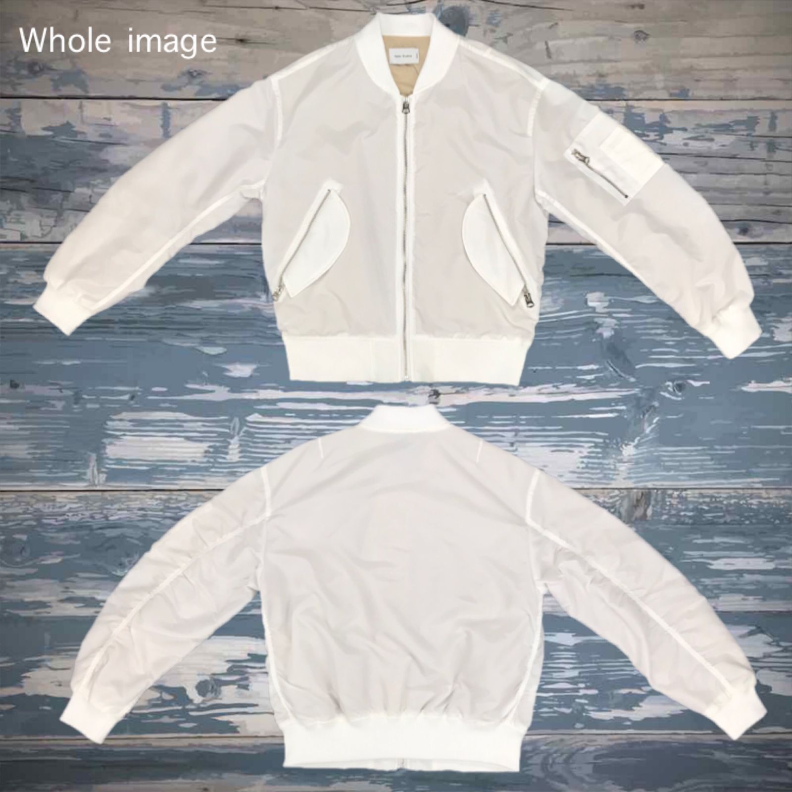 特価販売新品大人ラグスポセミシースルー 半透明ホワイト MA-1フライトジャケット ジャケット・アウター