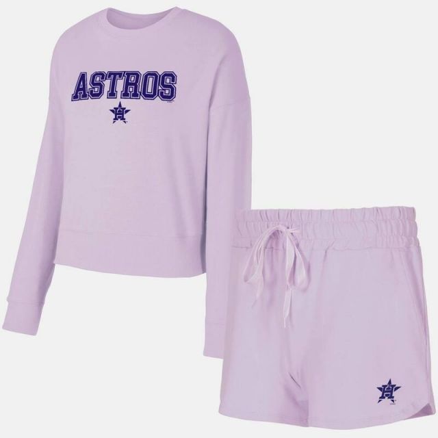 【送料無料】 アンブランデッド レディース ナイトウェア アンダーウェア Women'sConcepts Sport Lavender Houston Astros Elevation Tri-Blend Long Sleeve T-Shirt & Short