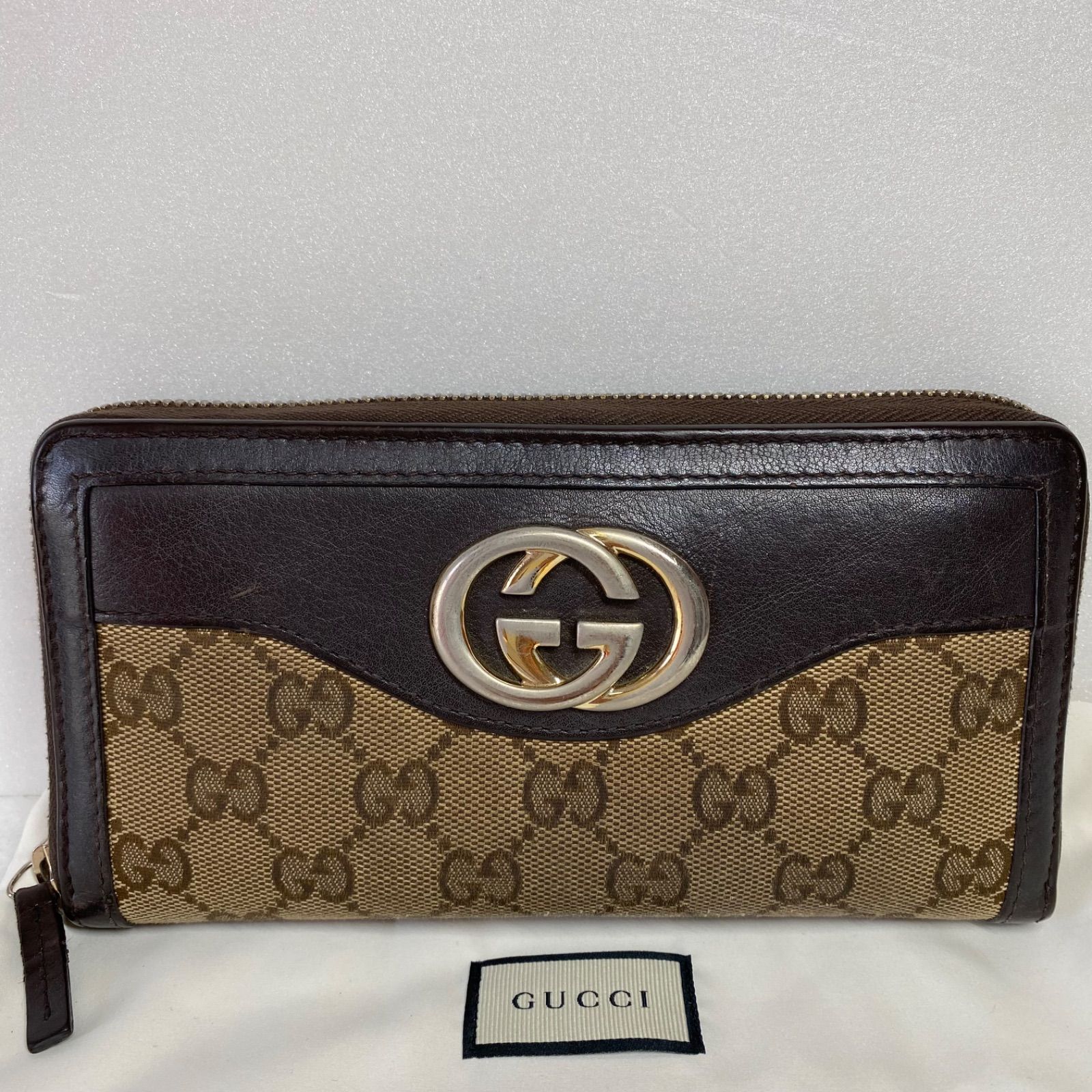 ?美品?GUCCI ラウンドGGインターロッキング キャンパス長財布 