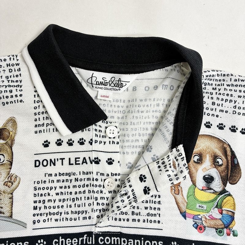 kunio collection クニオコレクション　ポロシャツ　犬　猫　L ◇ KUNIO COLLECTION クニオコレクション ポロシャツ 犬 猫