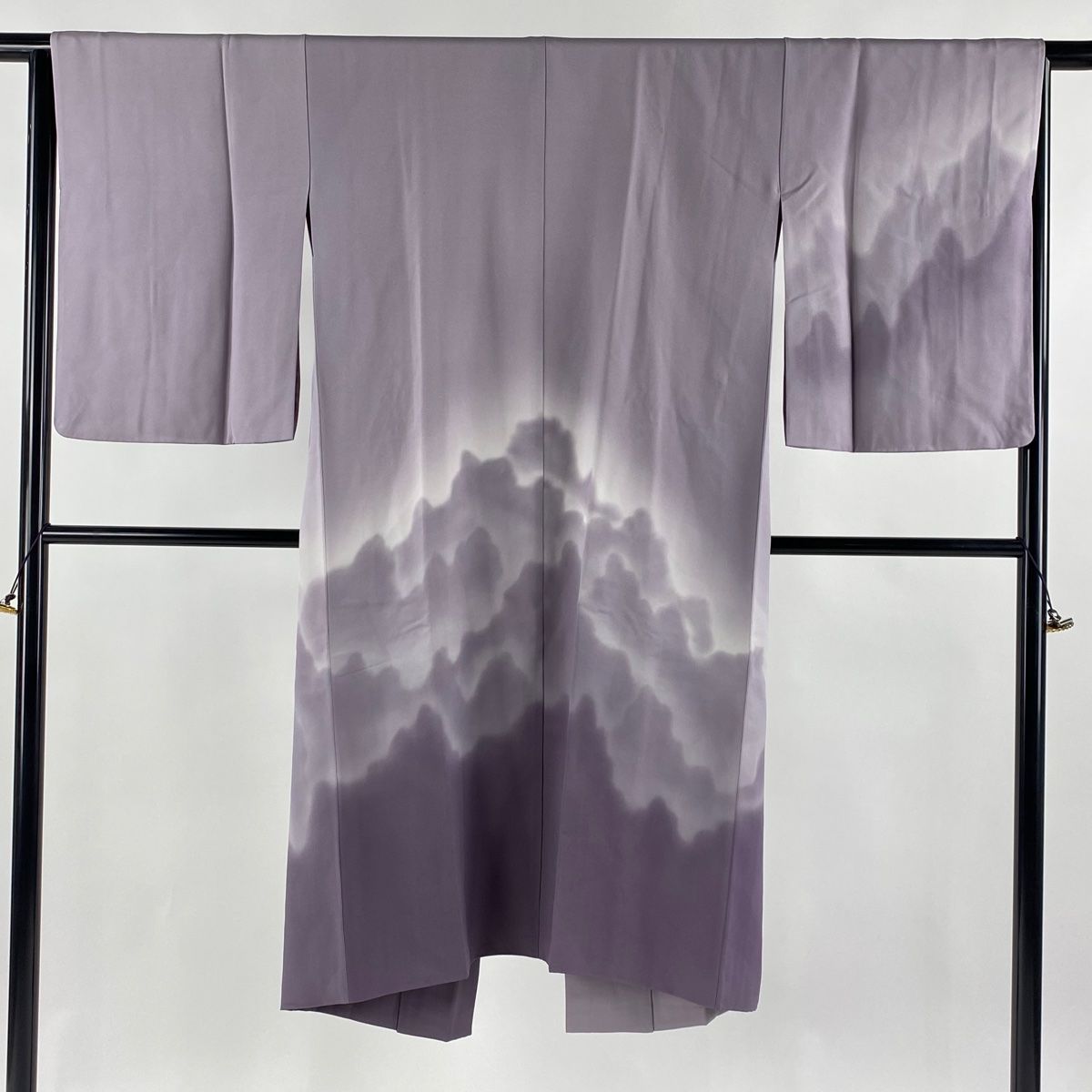 道中着 身丈125cm 裄丈66cm M 和装コート 落款 樹木 ぼかし 薄紫 正絹