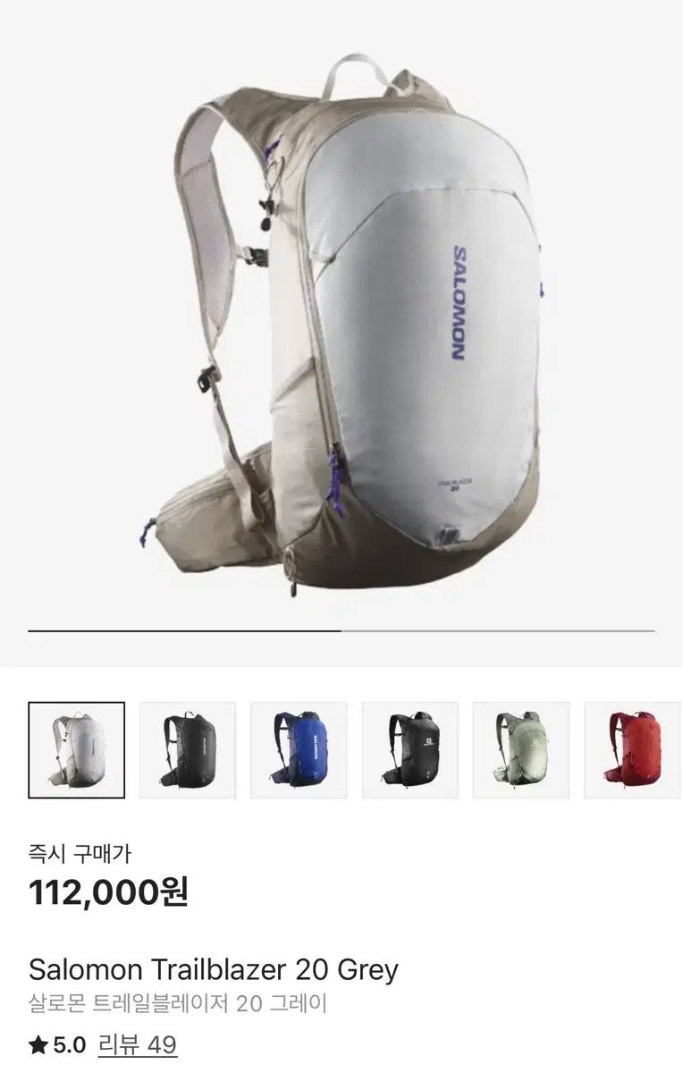 未開封 サロモン トレイルブレイザー 20 グレー バックパック