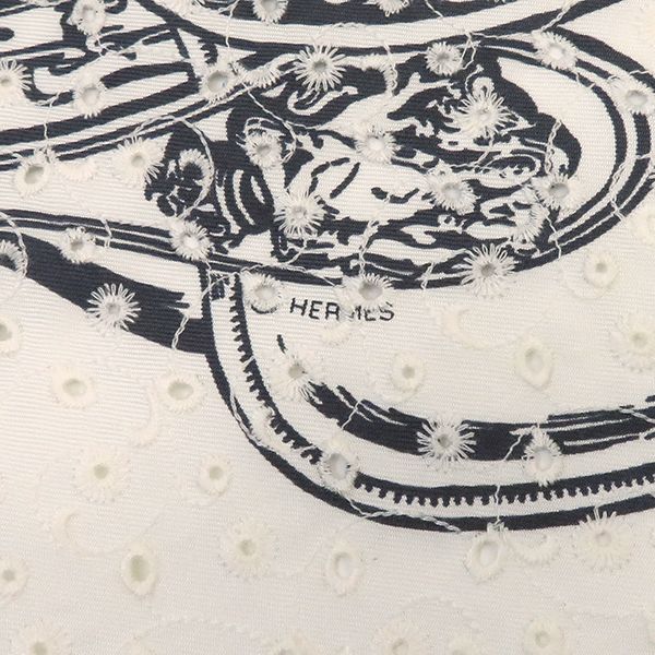 エルメス HERMES スカーフ カレ70 シルク ホワイト×ブラック 新品 未